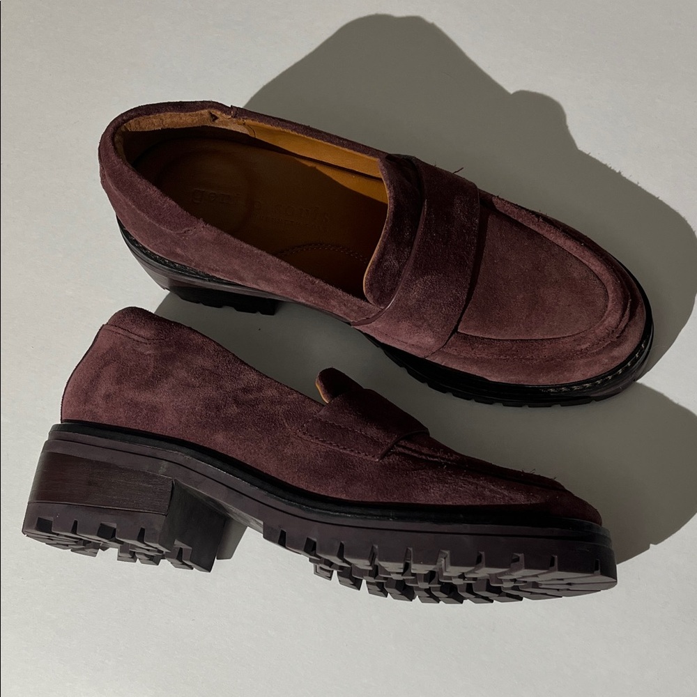 Gentle Souls by Kenneth Cole Leather Brenda Loafers 8 Burgundy Academia Chunky